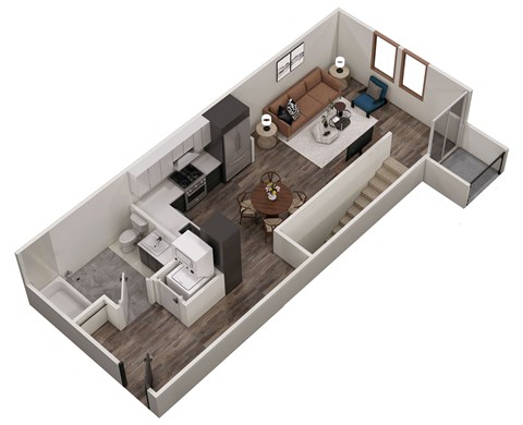 asticalasticalastical 3d floor plan of a living room and dining room